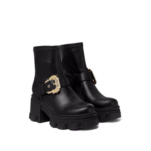 Versace Jeans Couture Chunky Heeled Ankle Ornate BuckleWomens Boots